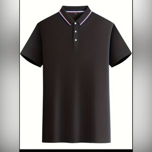 Elegant Black Polo Shirt with Trim Detail